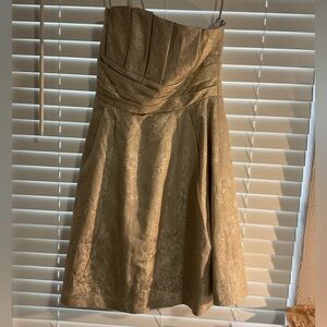 Priscilla of Boston Designer Elegant Gold Brocade Strapless Dress w/ zipper back
